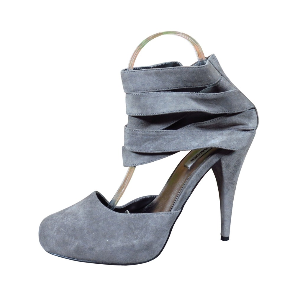 Steve Madden Tayla Women‎ Ankle Wrap Pump Size 8 Evening Party Gray Suede Heels